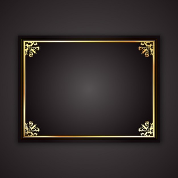 Gratis vector decoratief gouden frame op een zwarte achtergrond verloop