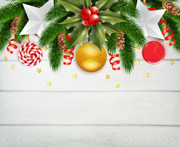 Gratis vector decoratief kerstmisframe met maretak