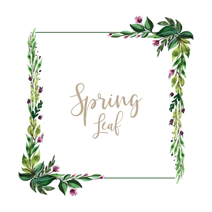 Gratis Vector decoratief lenteblad frame kaart ontwerp