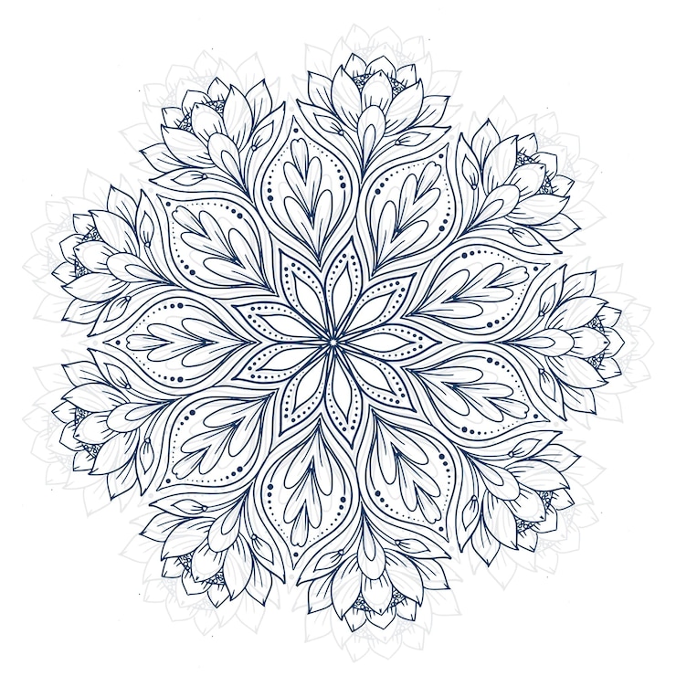 Gratis Vector decoratief mandala-ontwerp met blauwe kleur