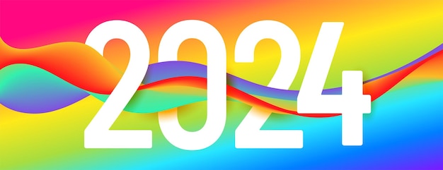 decoratieve 2024 oudejaarsavond kleurrijke banner ontwerp vector