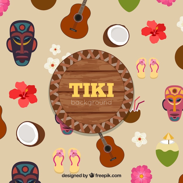 Gratis vector decoratieve achtergrond met tiki elementen