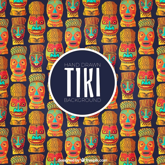 Gratis vector decoratieve achtergrond met waterverf tiki maskers