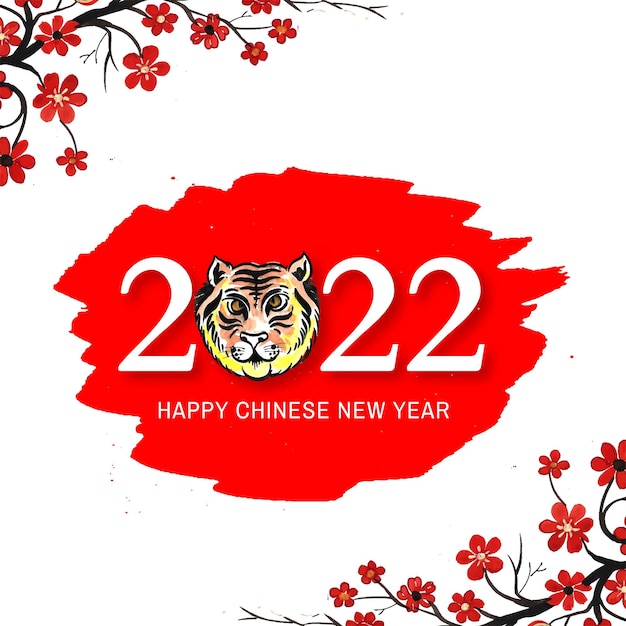 Decoratieve bloemen chinees nieuwjaar 2022 festivalkaart achtergrond