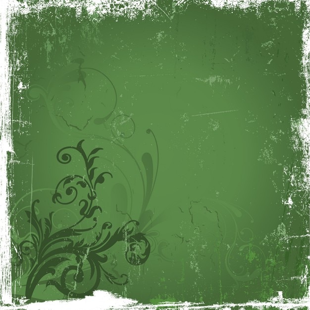 Gratis vector decoratieve bloemen ontwerp op een groene grunge achtergrond