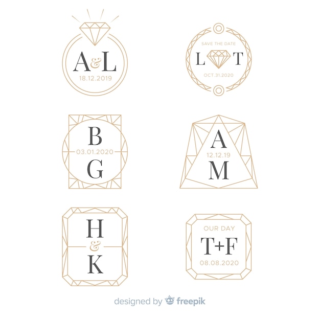 Gratis vector decoratieve bruiloft monogram collectie