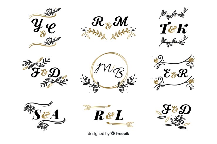Gratis Vector decoratieve bruiloft monogram collectie