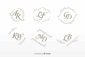 Gratis vector decoratieve bruiloft monogram collectie