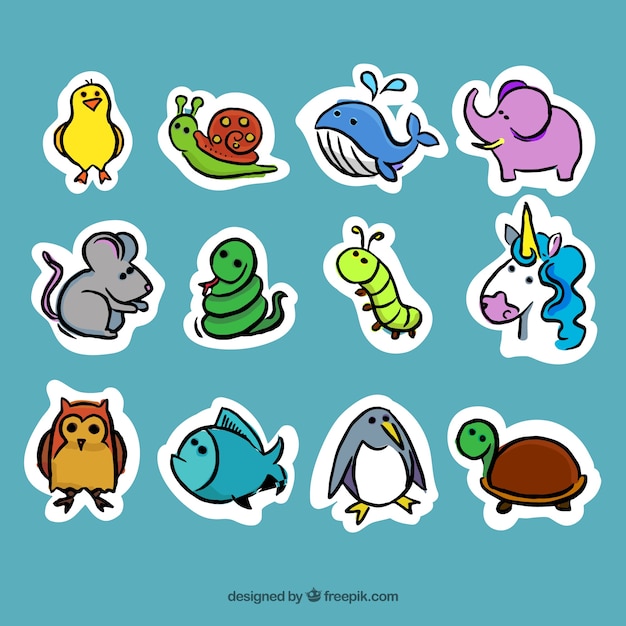 Gratis vector decoratieve dieren stickers