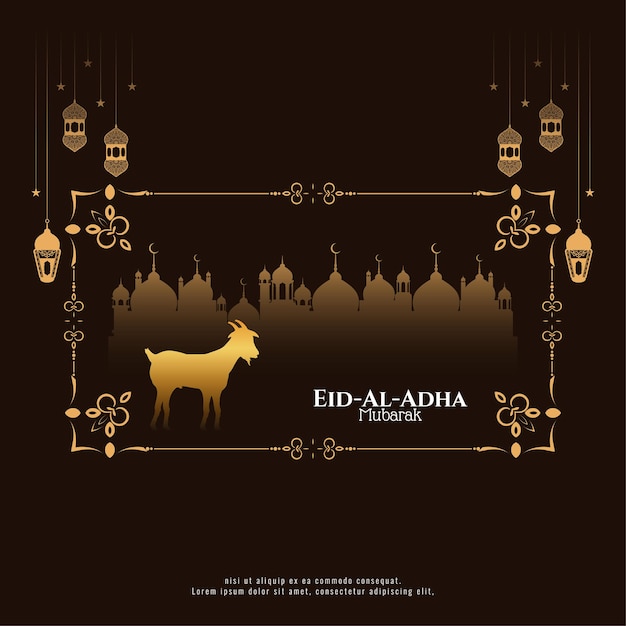 Decoratieve eid al adha mubarak wenskaart