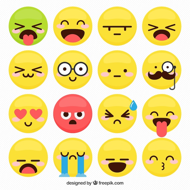 Decoratieve emoticons met grappige gezichtsuitdrukkingen