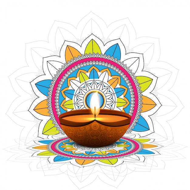 Gratis vector decoratieve gelukkige diwali-festivalvieringsachtergrond