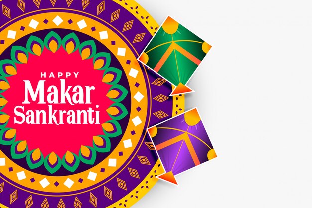 Decoratieve gelukkige makar sankranti indiase festival wenskaart