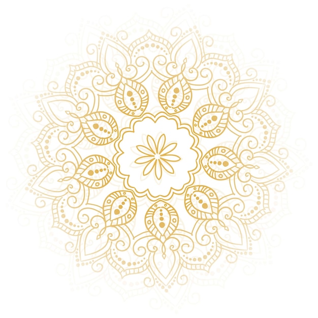 Gratis vector decoratieve gouden mandala op witte achtergrond