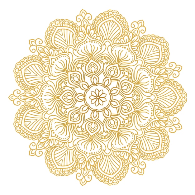 Gratis vector decoratieve gouden mandala op witte achtergrond