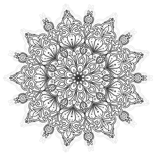 Decoratieve grijze mandala op witte achtergrond