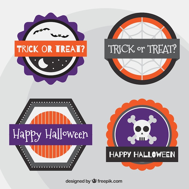 Gratis vector decoratieve halloween labels in minimalistische stijl