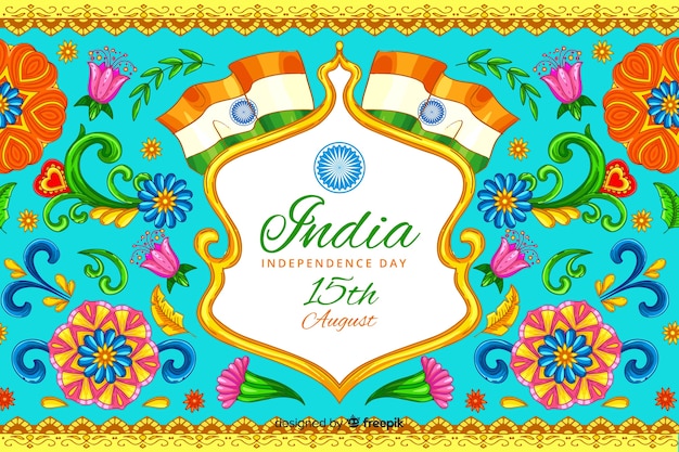 Gratis vector decoratieve indiase onafhankelijkheidsdag achtergrond