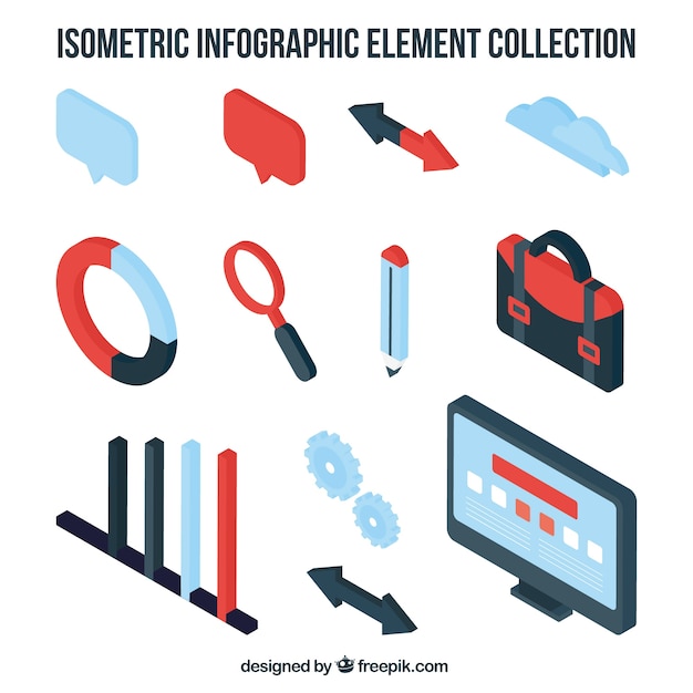 Decoratieve infographic elementen in isometrische stijl