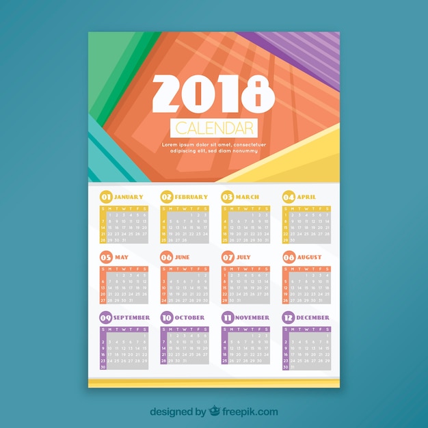 Gratis vector decoratieve kalender 2018