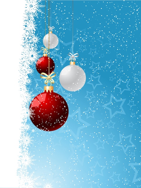 Decoratieve Kerst achtergrond met hangende kerstballen