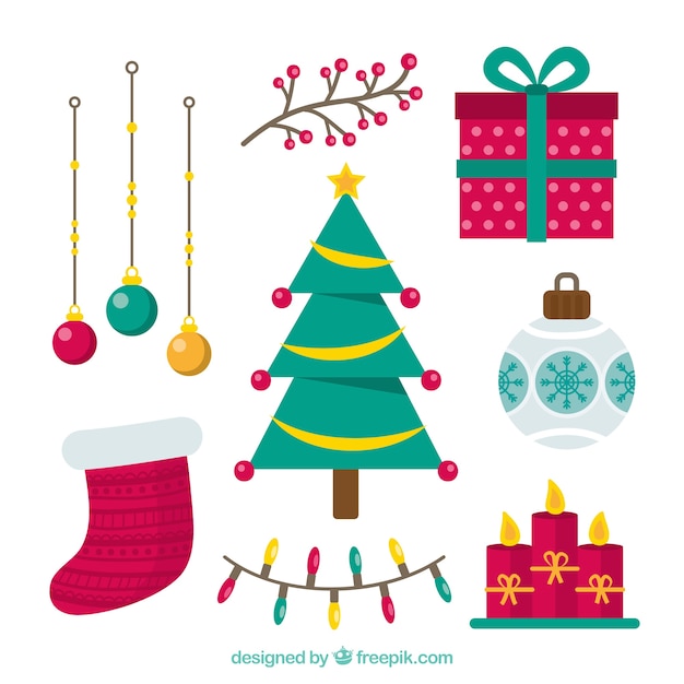 Gratis vector decoratieve kerst elementen