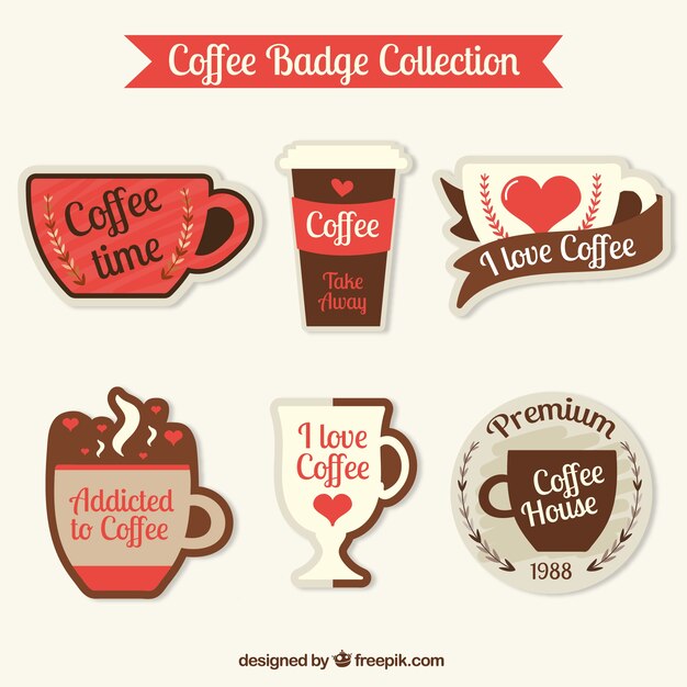 Decoratieve koffie stickers in vintage stijl