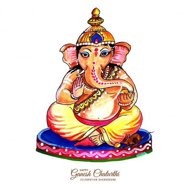 Decoratieve Lord Ganesha voor Ganesh Chaturthi-kaart