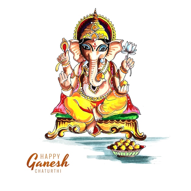 Decoratieve lord ganesha voor ganesh chaturthi-kaart