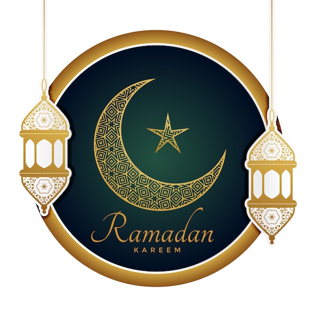 Gratis vector decoratieve maan met lampen voor ramadan kareem