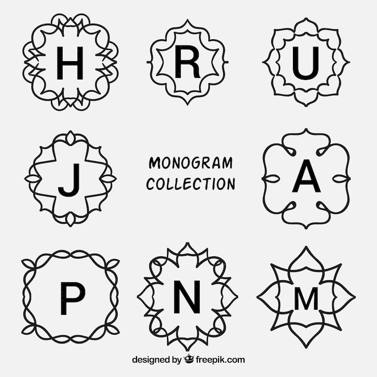 Gratis Vector decoratieve monogrammen set van initialen