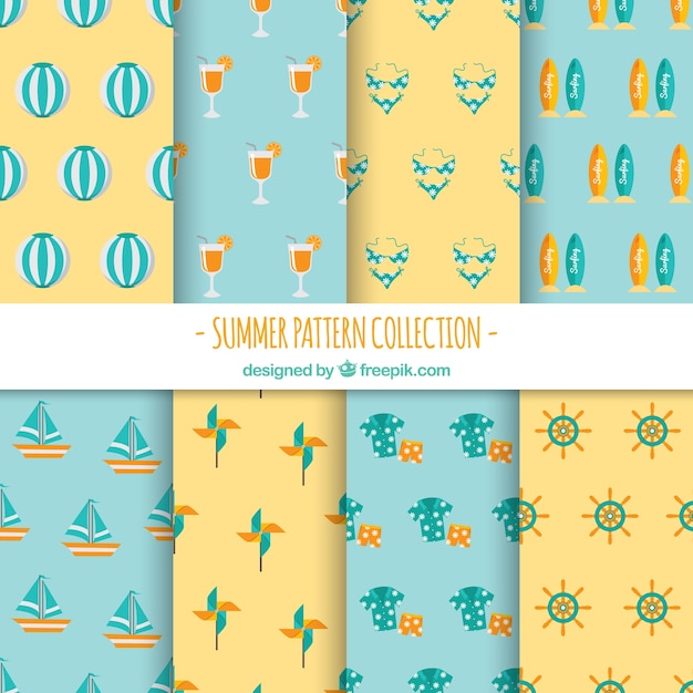 Decoratieve patronen met zomerelementen