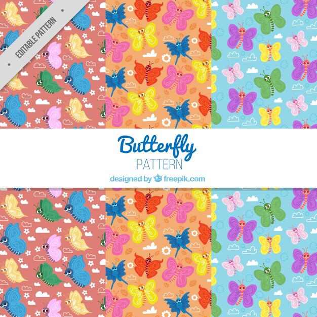 Decoratieve patronen van kleurrijke vlinders