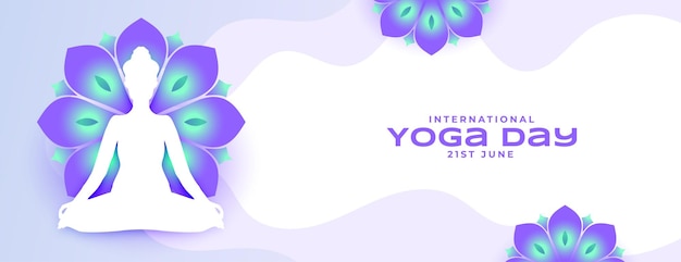 Gratis vector decoratieve poster van de internationale yogadag van 21 juni voor innerlijke rust