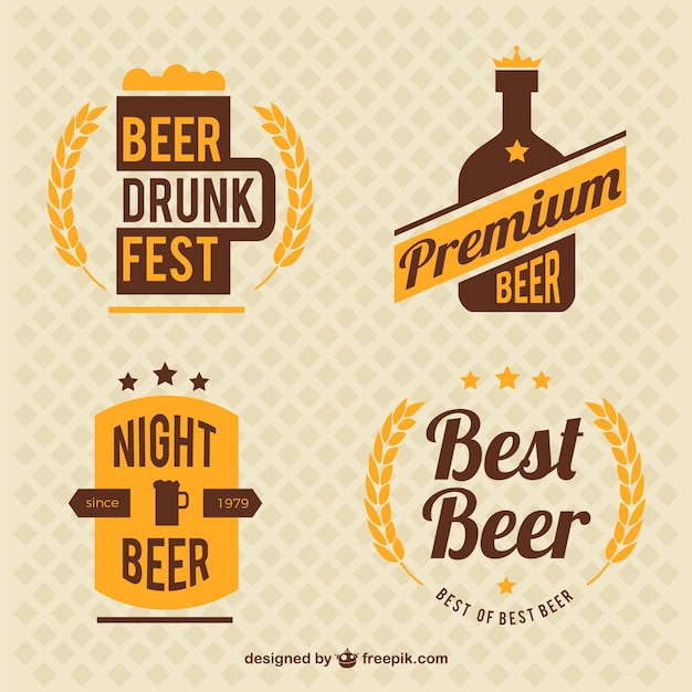 Gratis vector decoratieve uitstekende bier badges