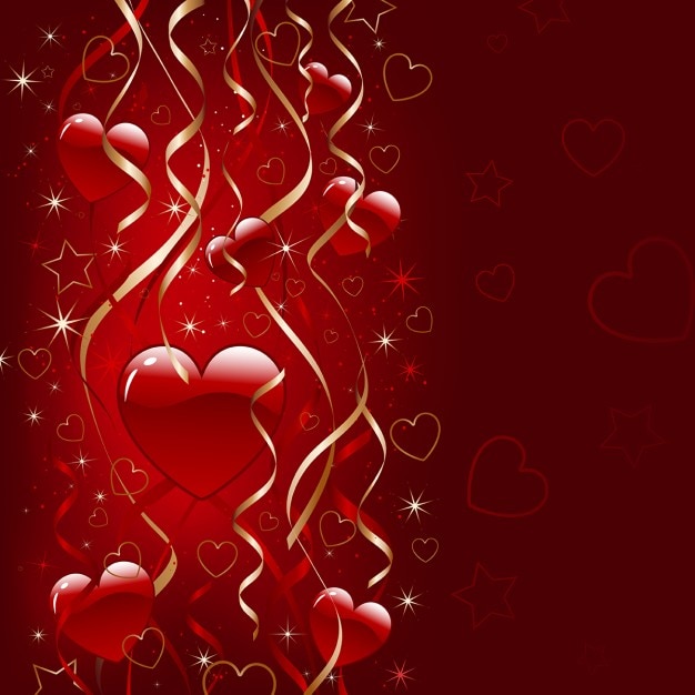 Gratis vector decoratieve valentijnsdag achtergrond met harten en linten