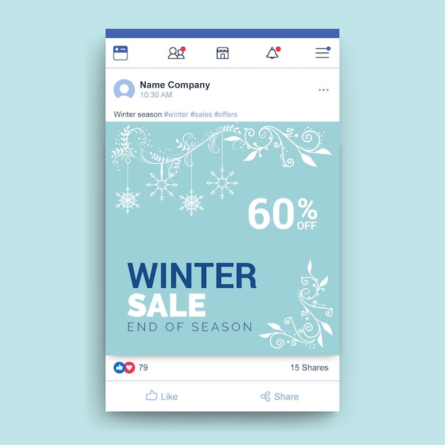 Gratis vector decoratieve winter facebook postsjabloon