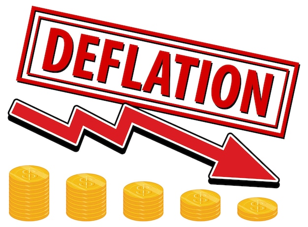 Deflatie stempel met rode pijl naar beneden