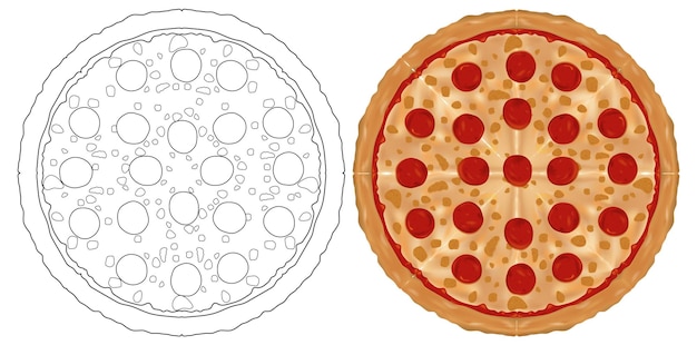 Delicious pepperoni pizza vector illustratie