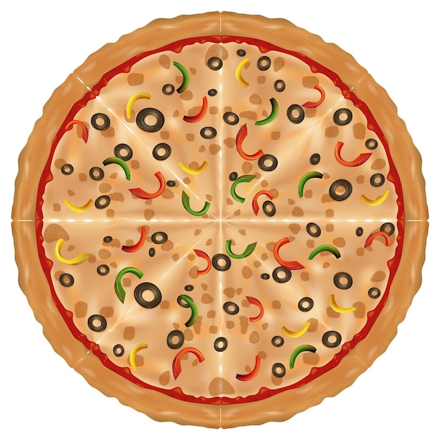 Delicious topped vegetable pizza illustratie