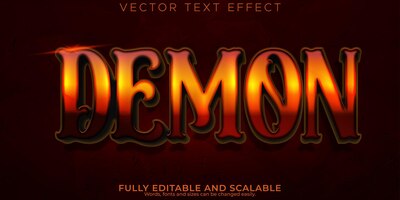 Demon horror teksteffect bewerkbare enge en rode tekststijl