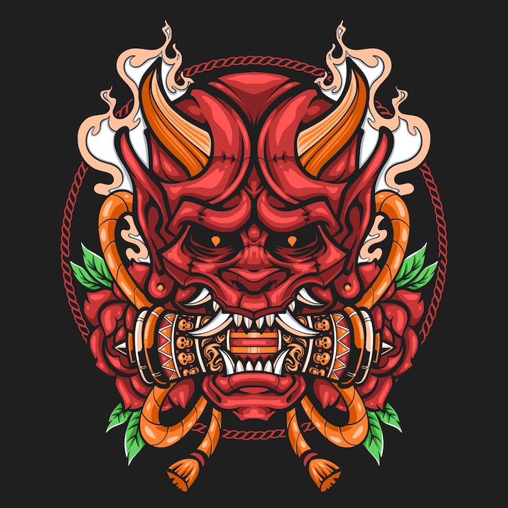 Gratis Vector demon japanse rode oni illustratie