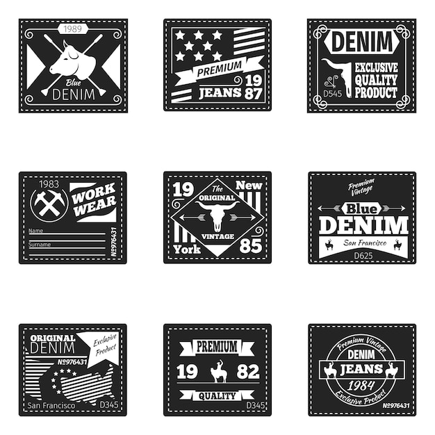 Denim labels ingesteld