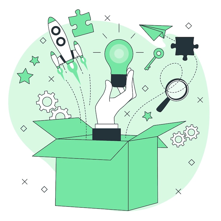 Gratis Vector denk buiten de doos concept illustratie