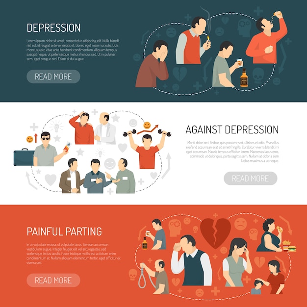 Gratis vector depressie horizontale banners