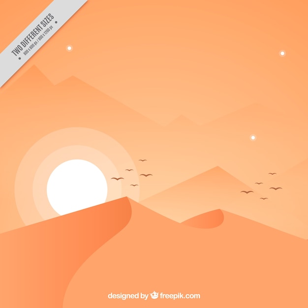 Gratis vector desert achtergrond bij zonsondergang