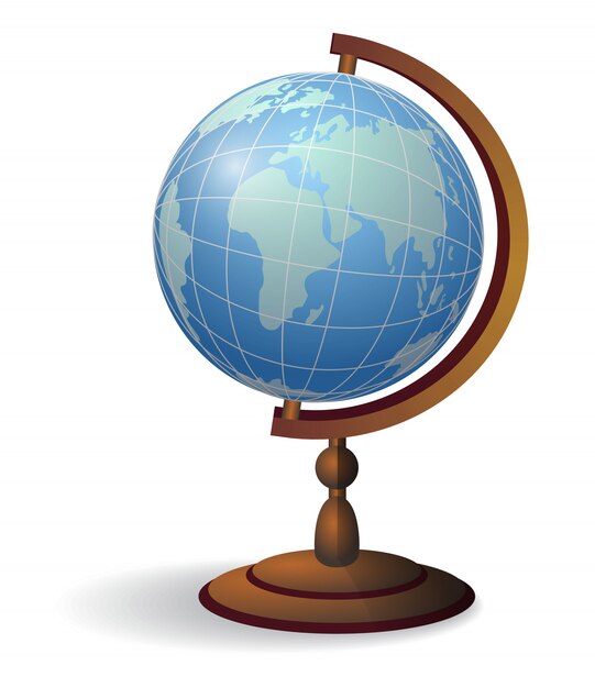 Desktop globe. Aardrijkskunde, onderwijsconcept.