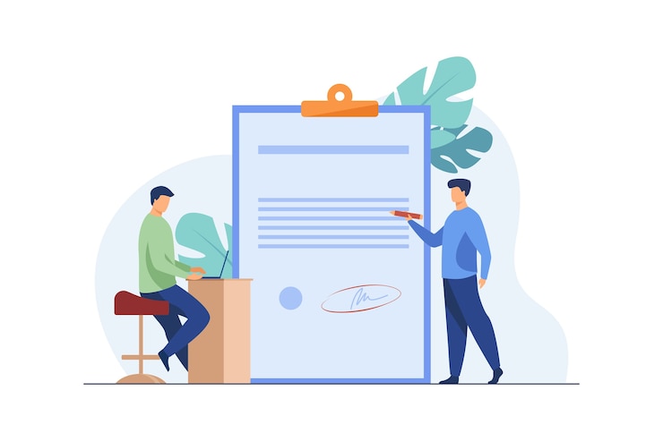 Gratis Vector deskundige die de volgorde van de bedrijfsleider controleert.