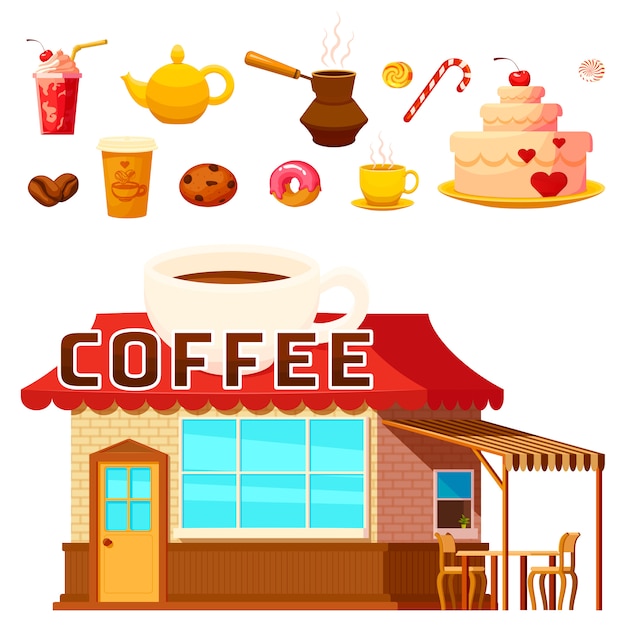 Gratis vector dessert coffeeshop-elementen