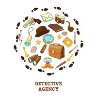 Gratis vector detective agency round composition